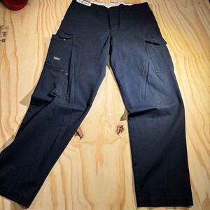 UniFirst SofTwill Men's Navy Blue Cargo Work Pants 34 Utility Straight Leg